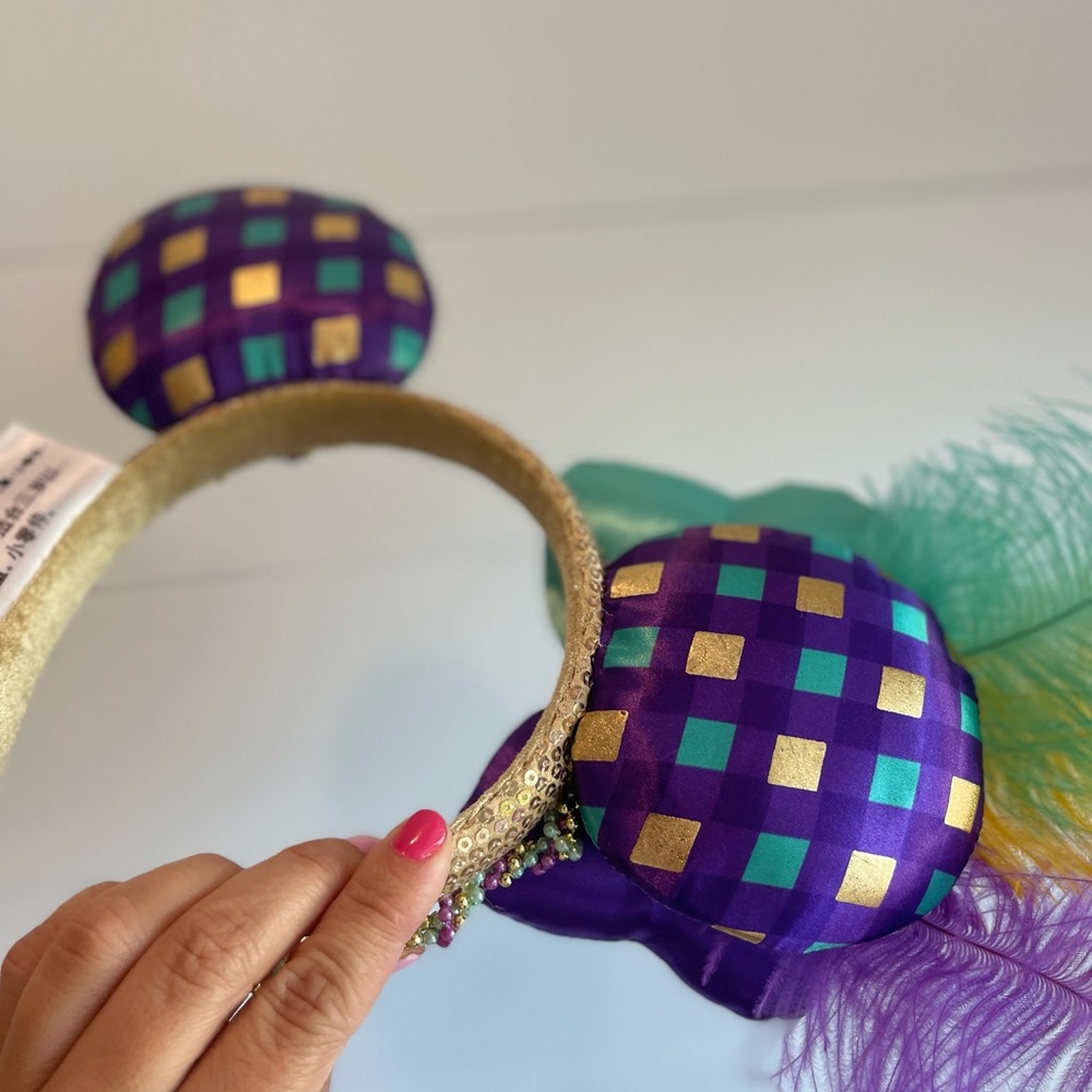 Disney Parks Minnie Mouse Mardi Gras Ears Headband New - Picture 6 of 7